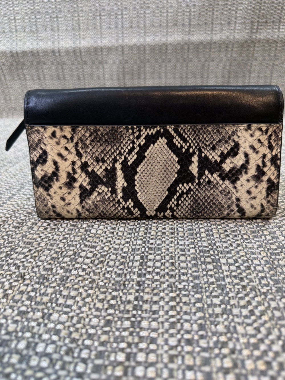 ALL SAINTS Genuine Calf Leather Chain Wallet Snake Skin-Like Cow Leather. - Picture 3 of 11